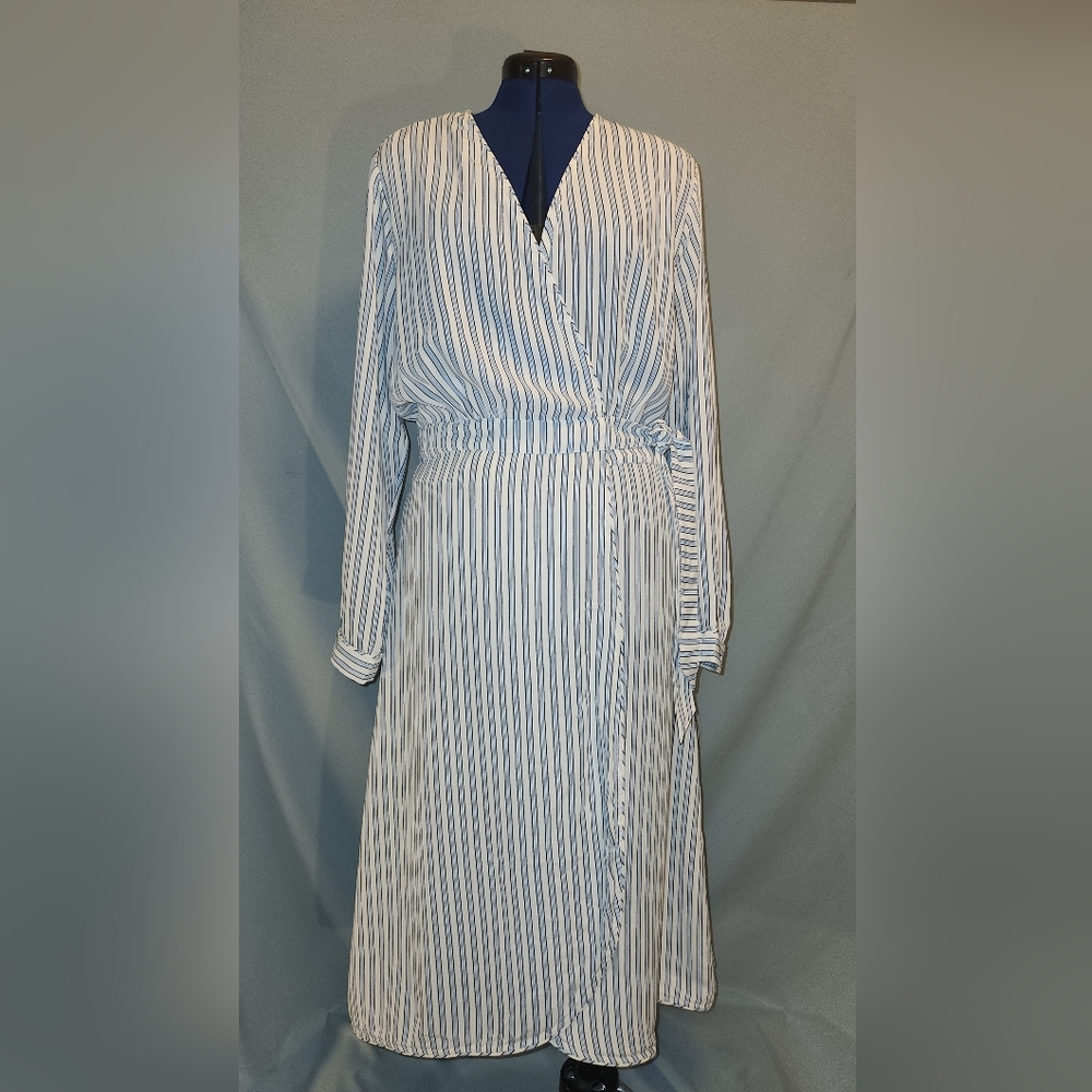 Time and Tru Stripe Faux Wrap Dress